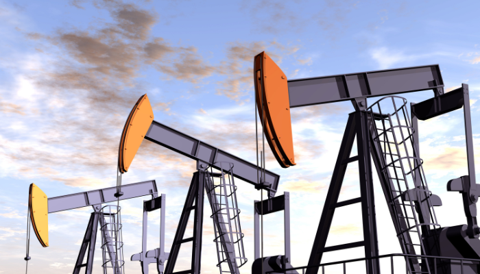 Oil cranes in an oil field